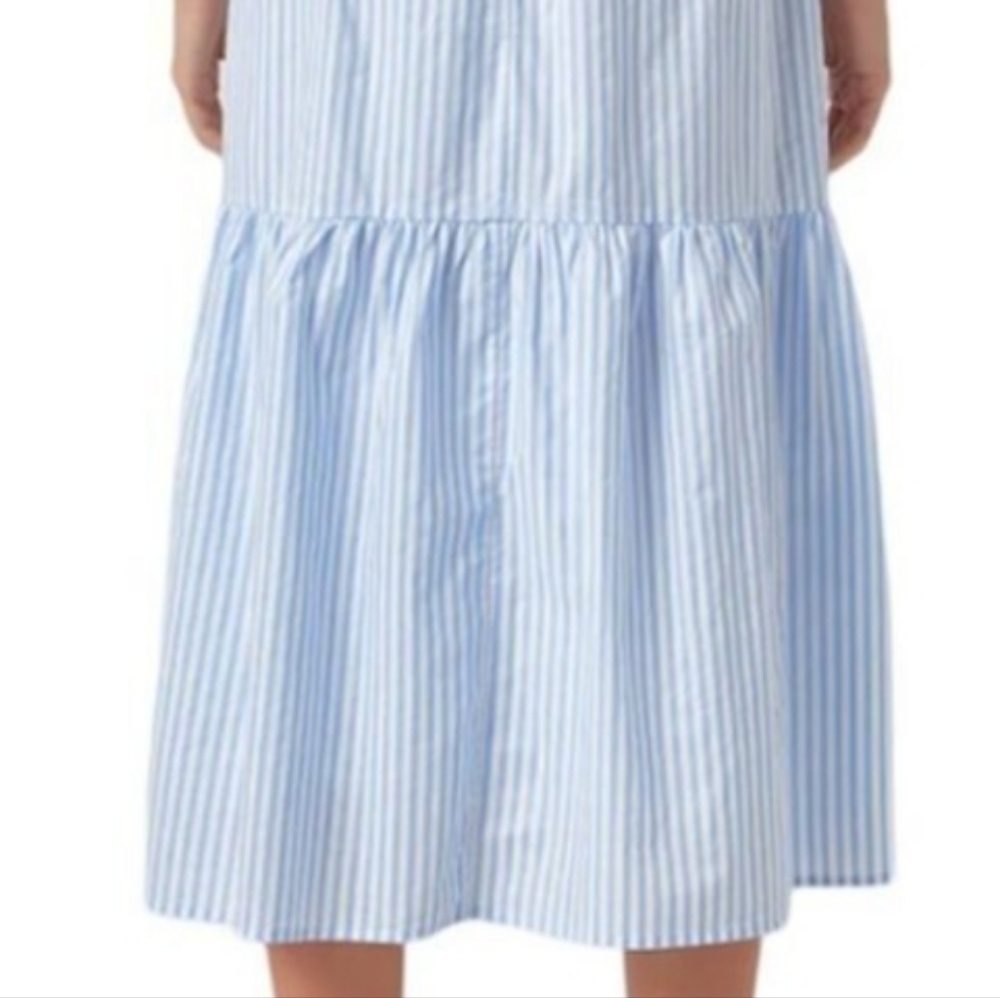 English Factory Blue White Stripped Midi Dress - Picture 3 of 6